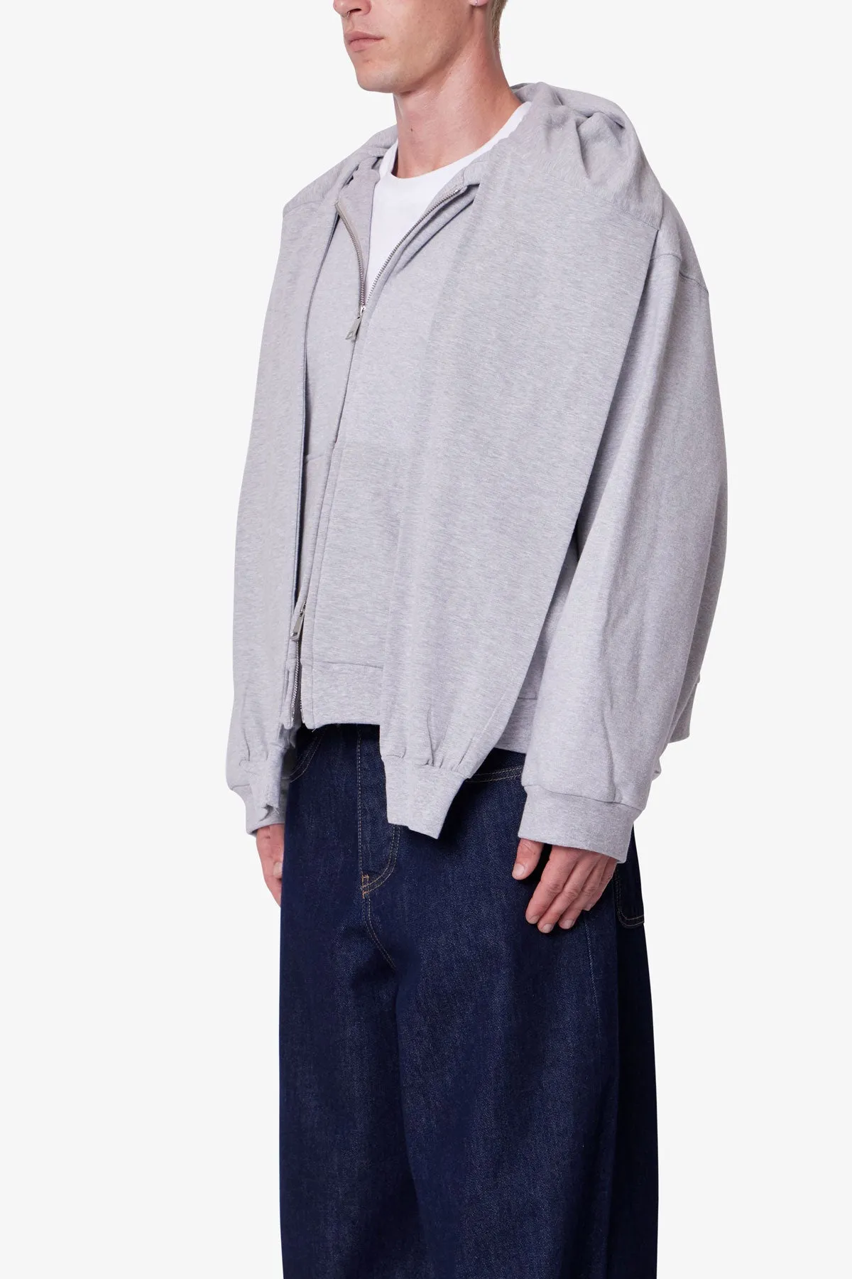 Double Layer Sleeve Scarf Hoodie - Grey sold by MNML product image thumbnail 3