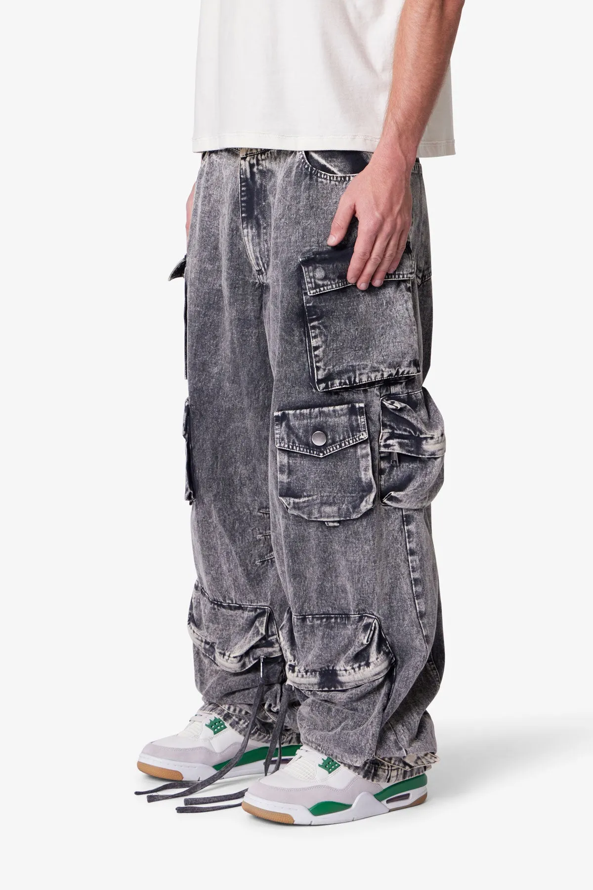 Washed Barrel Cargo Pants - Washed Black sold by MNML product image thumbnail 3