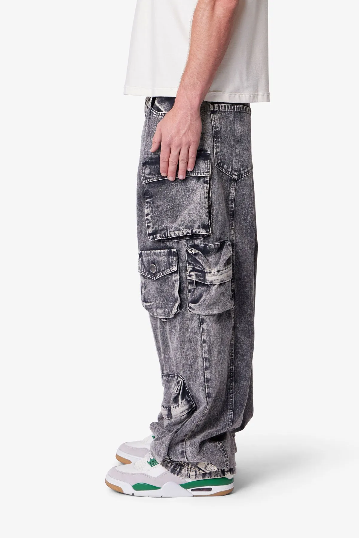 Washed Barrel Cargo Pants - Washed Black sold by MNML product image thumbnail 4