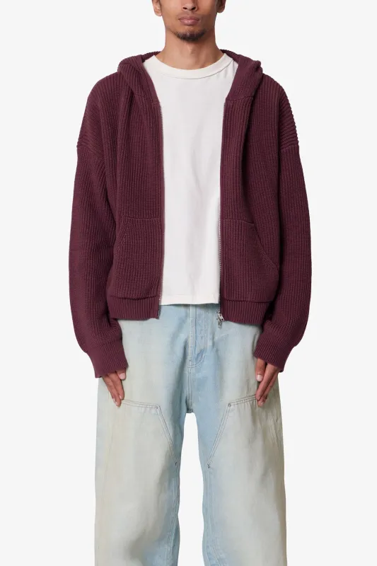 Knit Zip Up - Burgundy sold by MNML