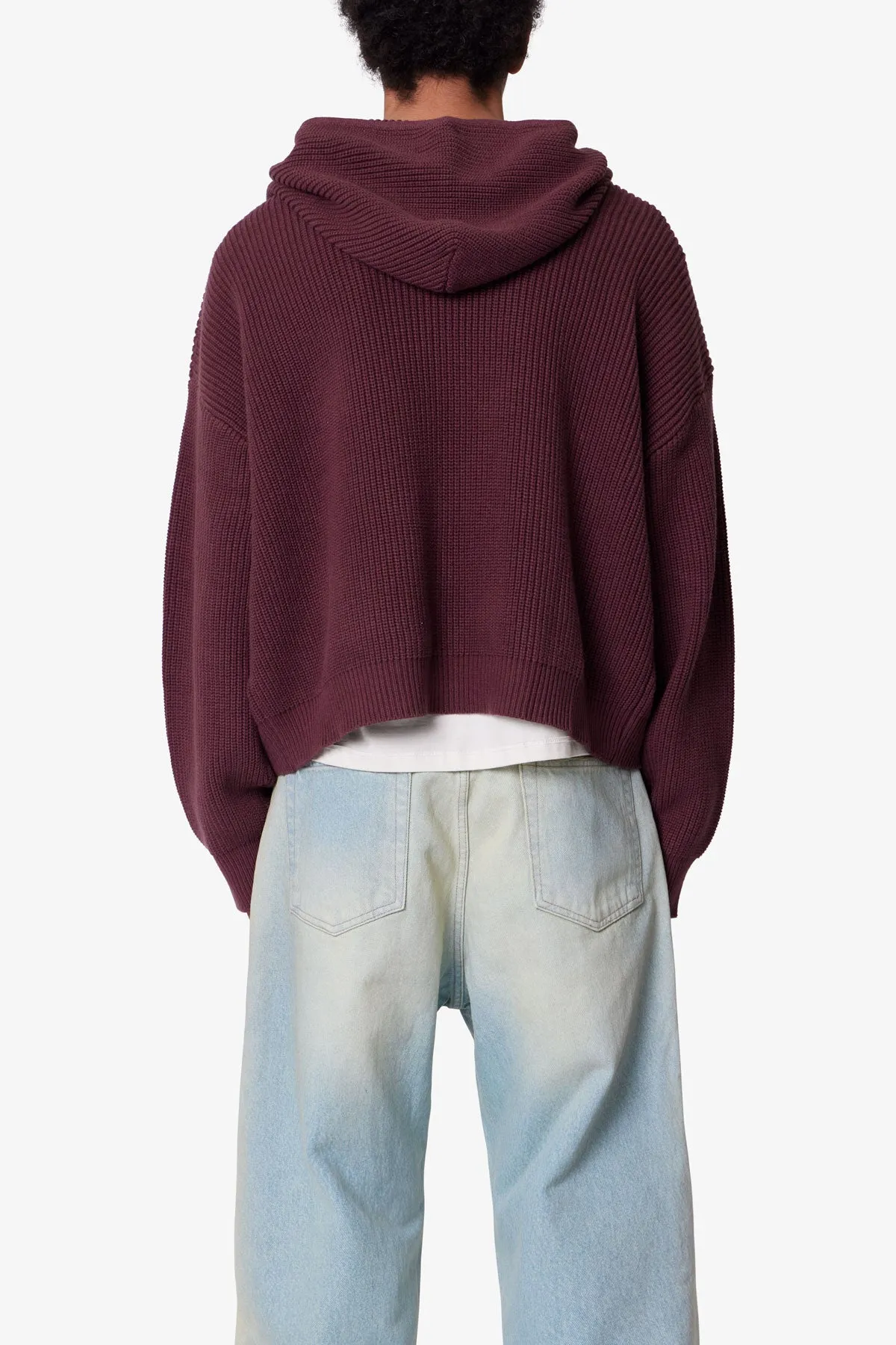 Knit Zip Up Hoodie - Burgundy sold by MNML product image thumbnail 5