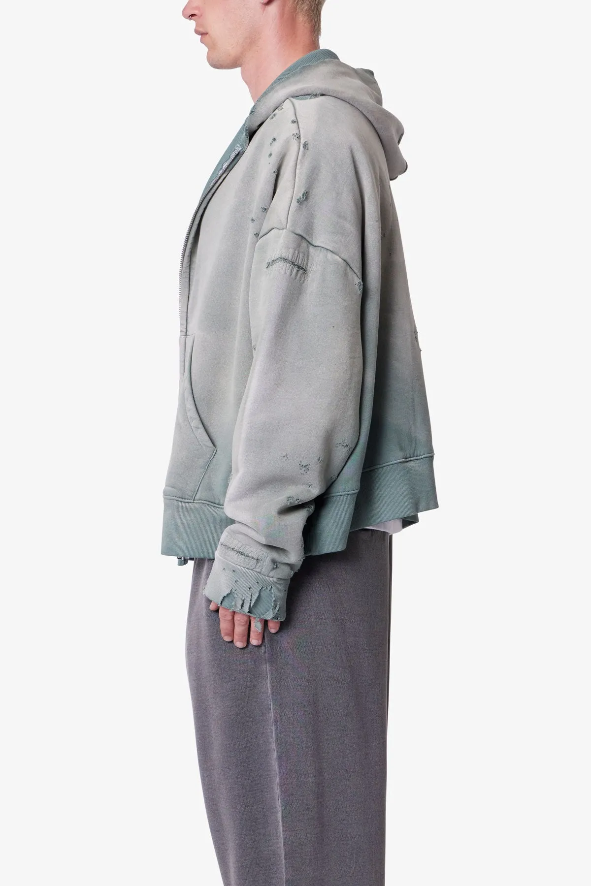 Distressed Thermal Lined Hoodie - Green sold by MNML product image thumbnail 4