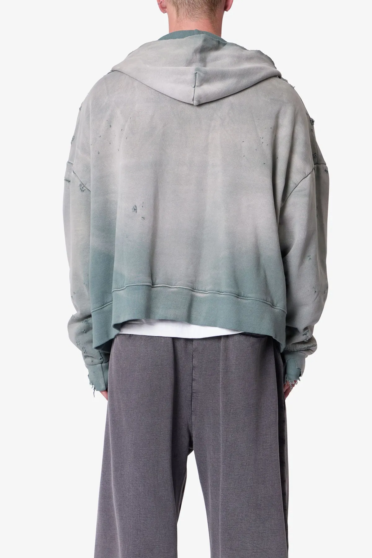 Distressed Thermal Lined Hoodie - Green sold by MNML product image thumbnail 5