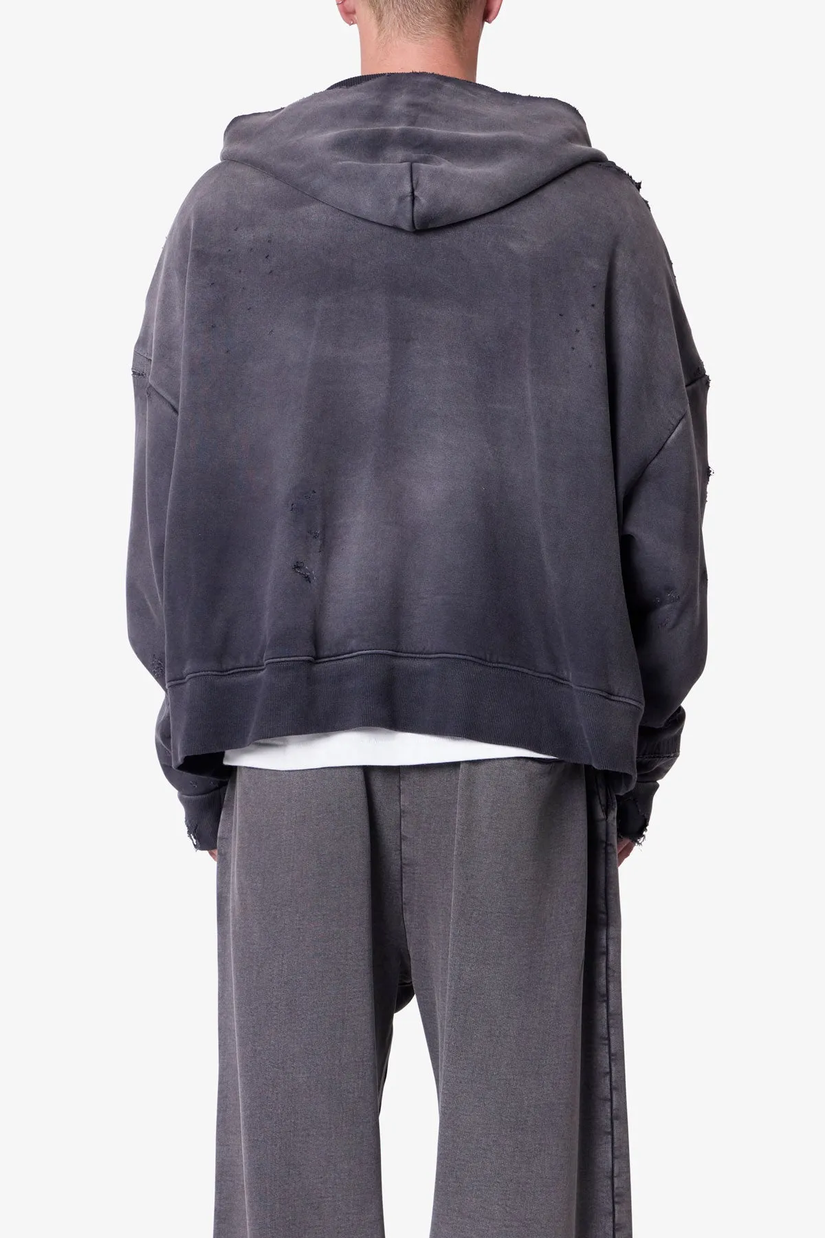 Distressed Thermal Lined Hoodie - Black sold by MNML product image thumbnail 5