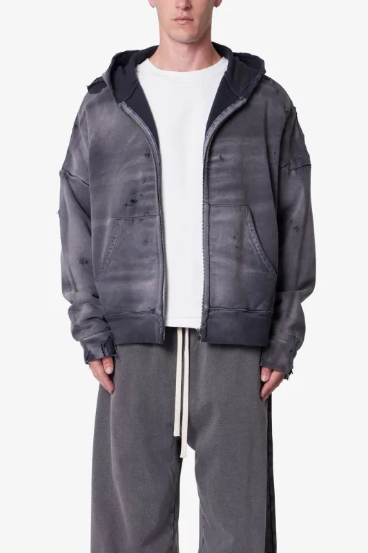 Distressed Thermal Lined Hoodie - Black sold by MNML