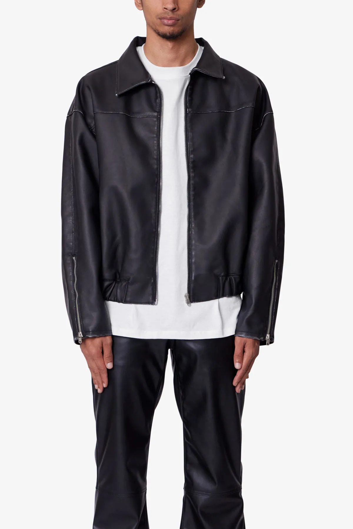 Leather Jacket - Washed Black sold by MNML product image thumbnail 2