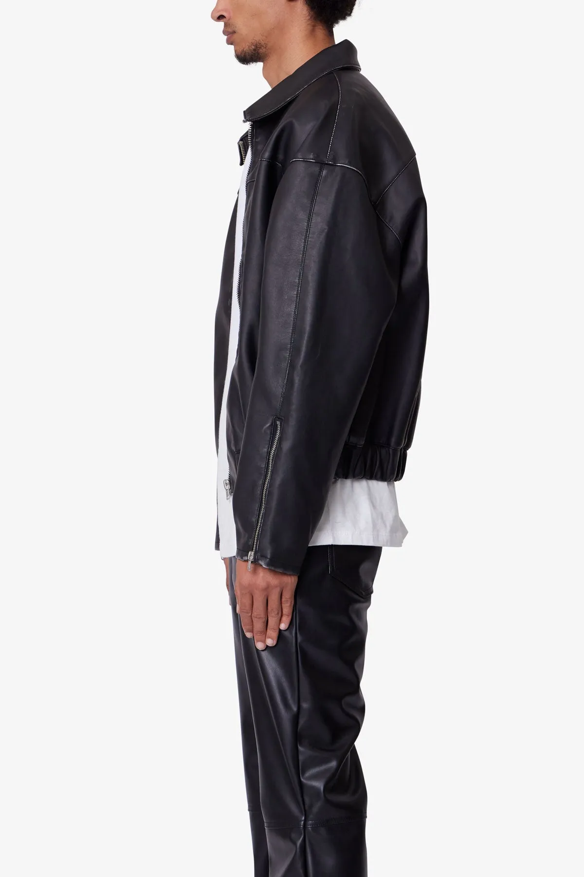 Leather Jacket - Washed Black sold by MNML product image thumbnail 4