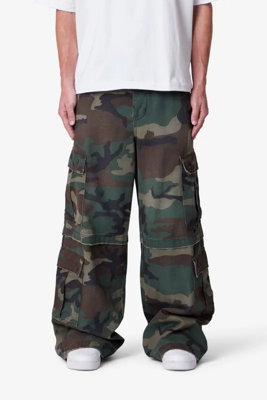 Baggy Rave Cargo Pants - Camo sold by MNML