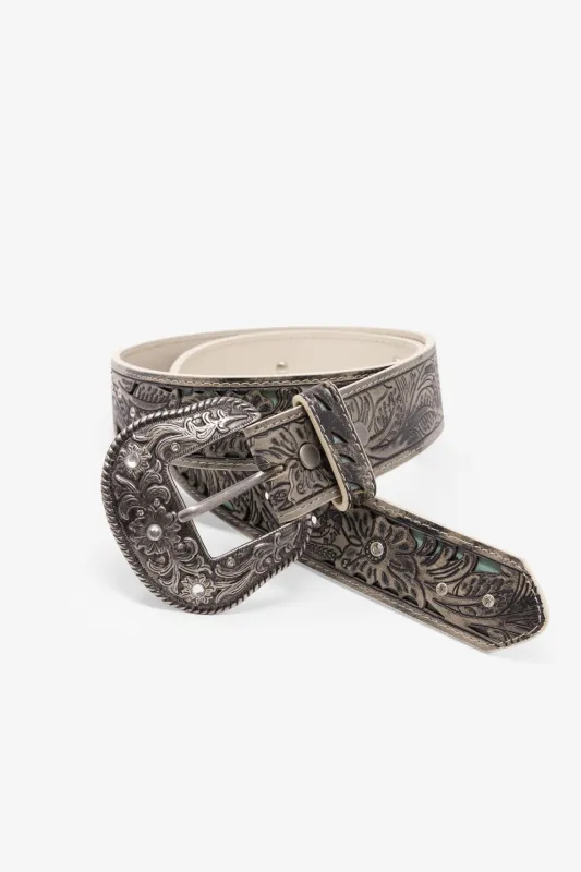 Western Cut Out Belt - Beige sold by MNML