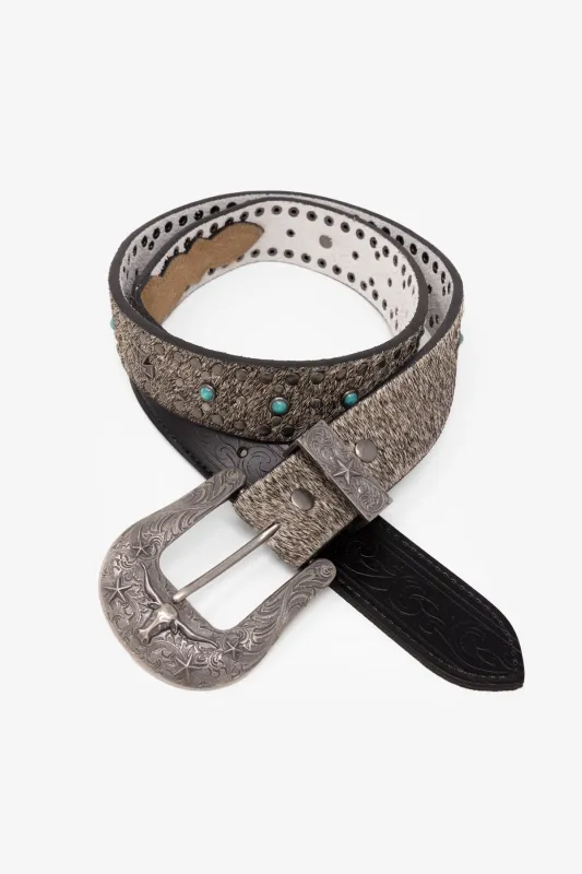Turquoise Studded Belt - Black sold by MNML