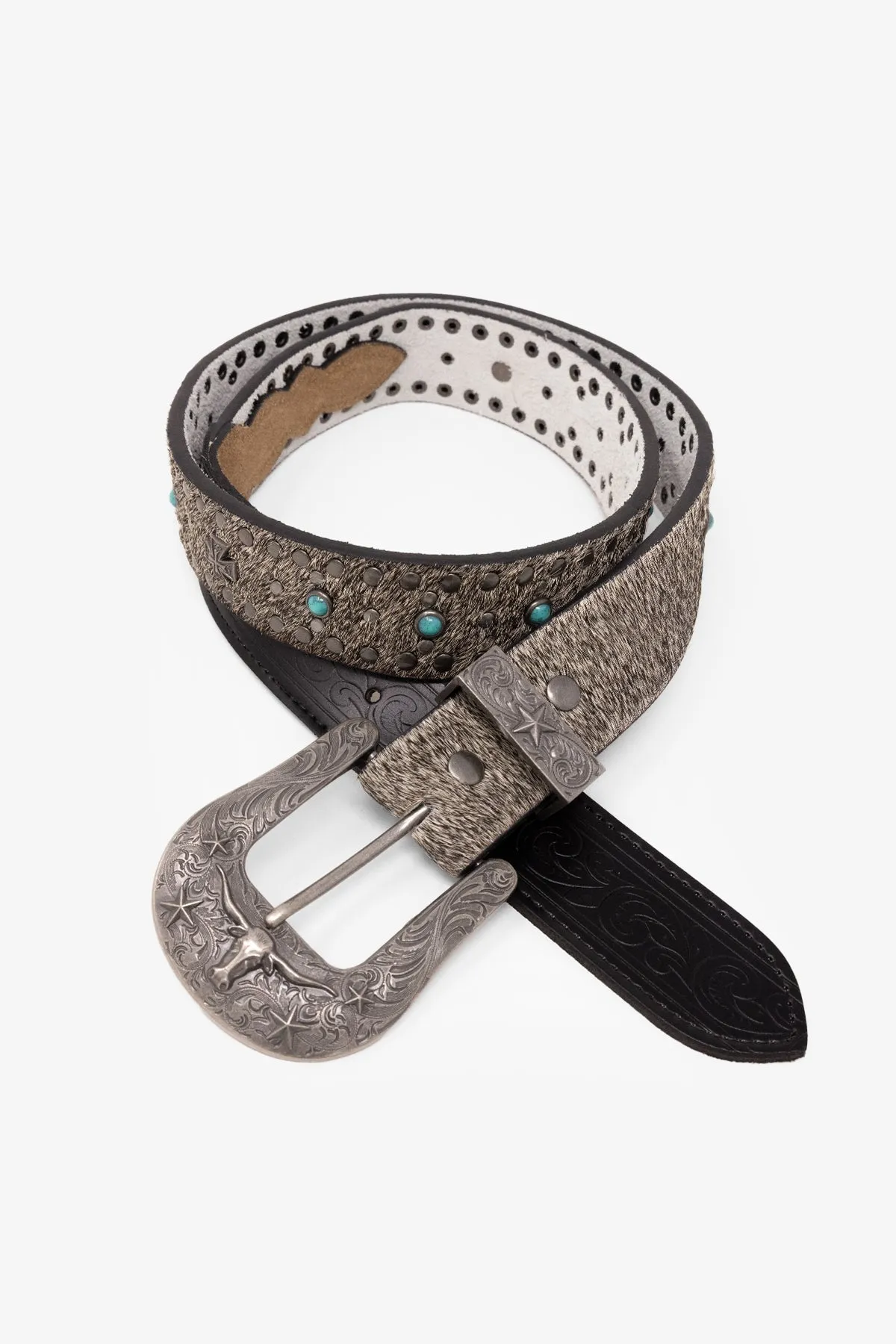 Turquoise Studded Belt - Black sold by MNML