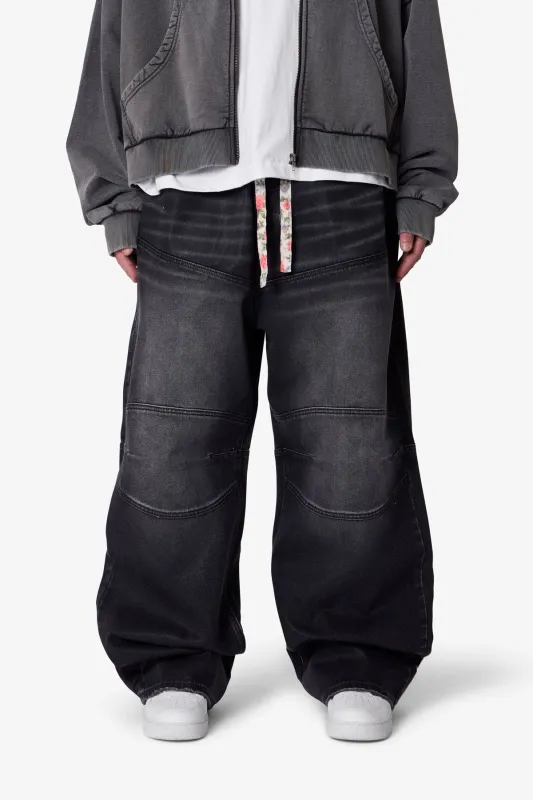 Mega Baggy Moto Denim - Waxed Black sold by MNML