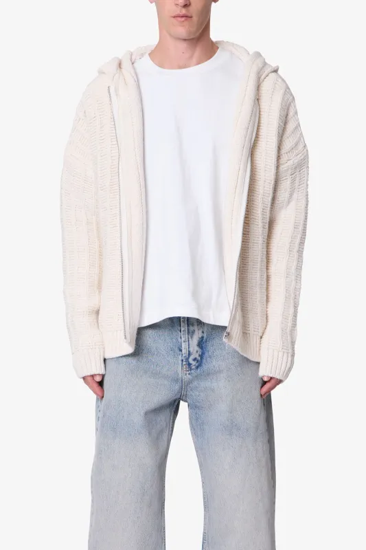 Knit Zip Up Hoodie - Off White sold by MNML