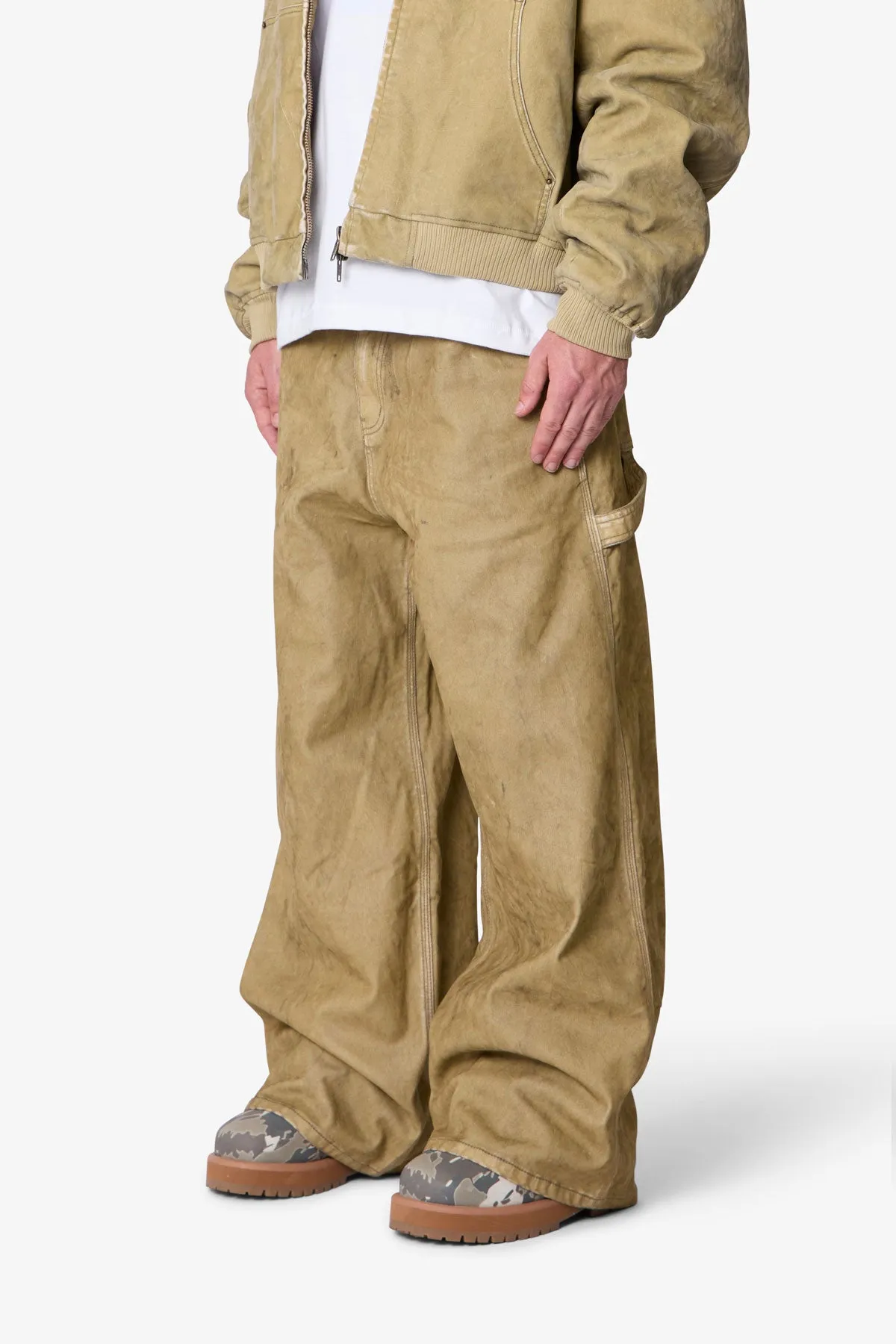 Flocked Oversized Work Pants - Tan sold by MNML product image thumbnail 3