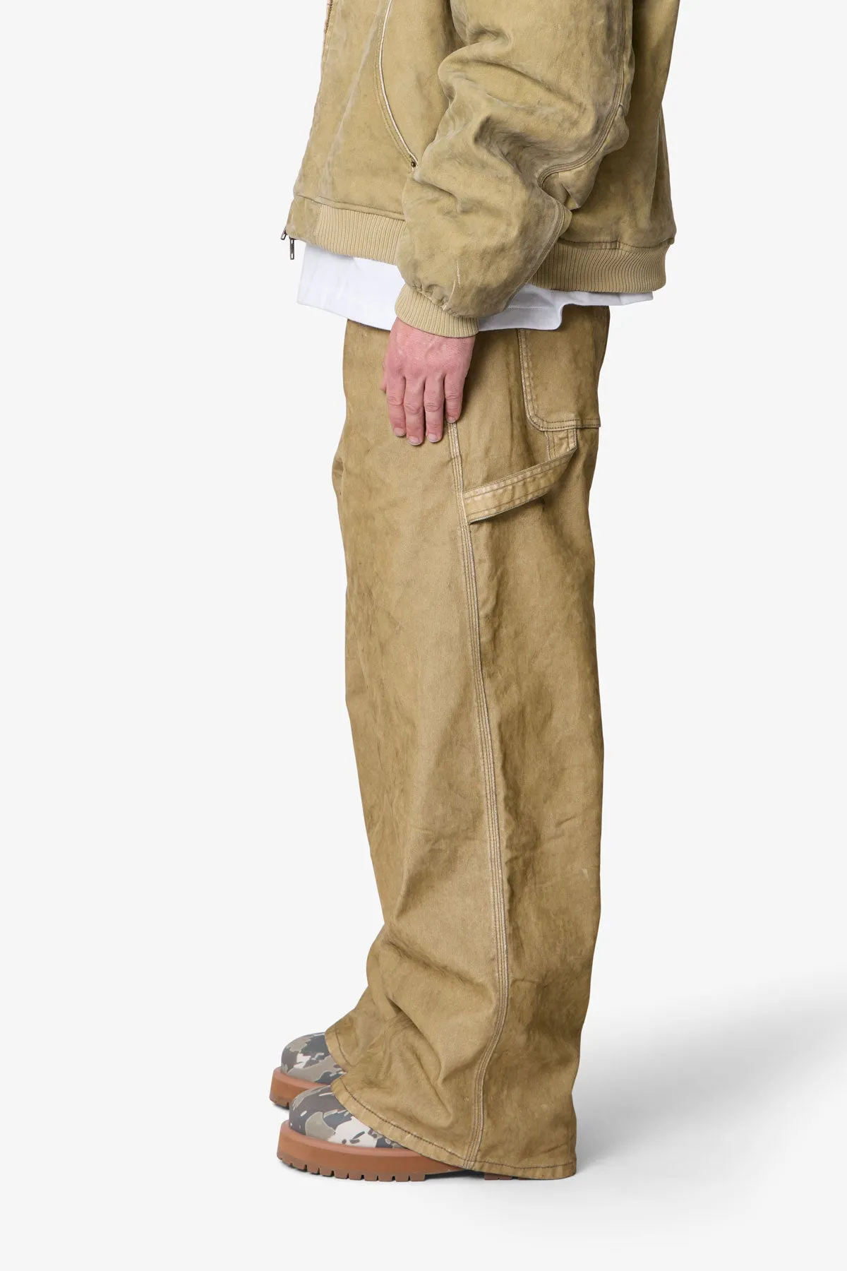 Flocked Oversized Work Pants - Tan sold by MNML product image thumbnail 4
