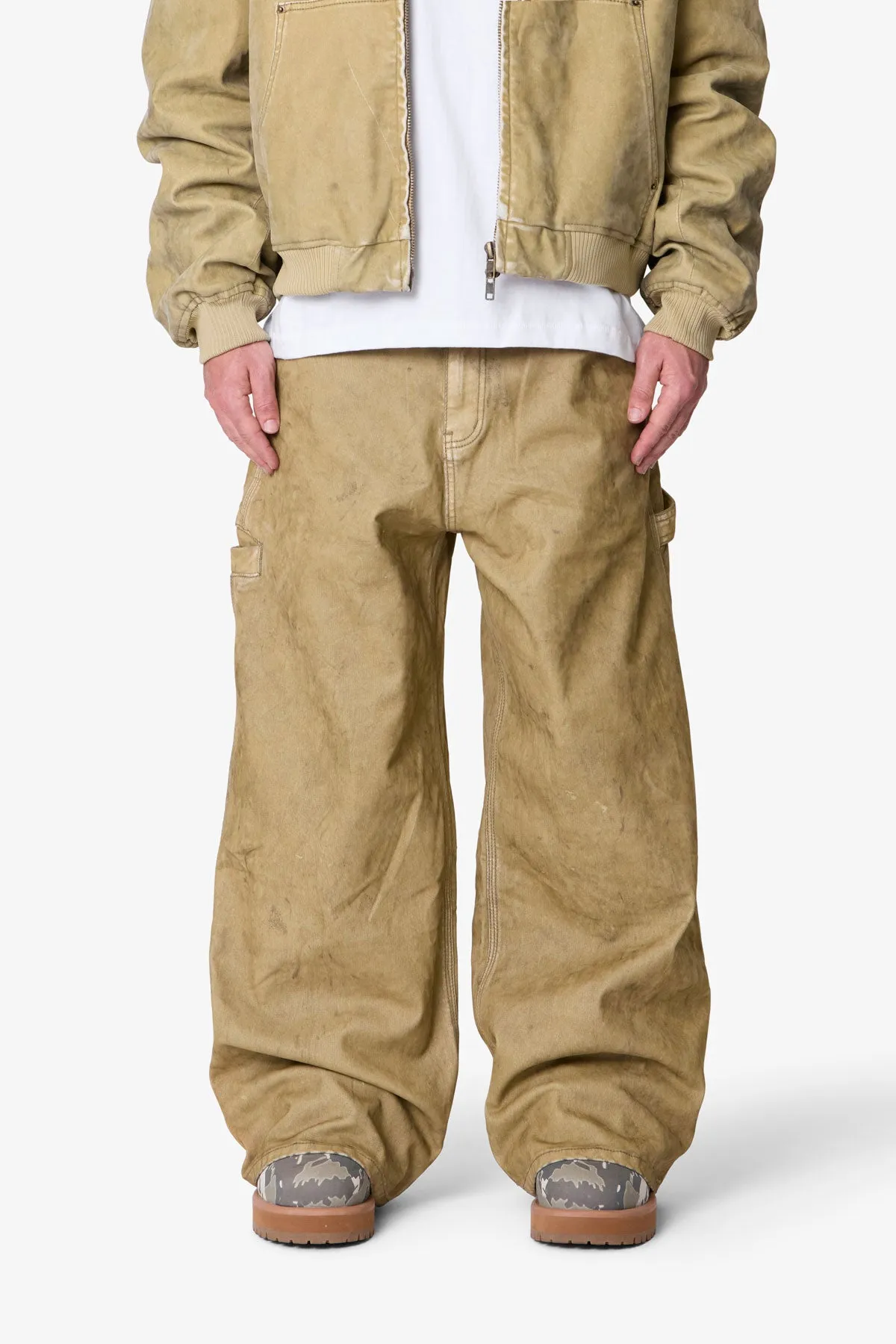 Flocked Oversized Work Pants - Tan sold by MNML