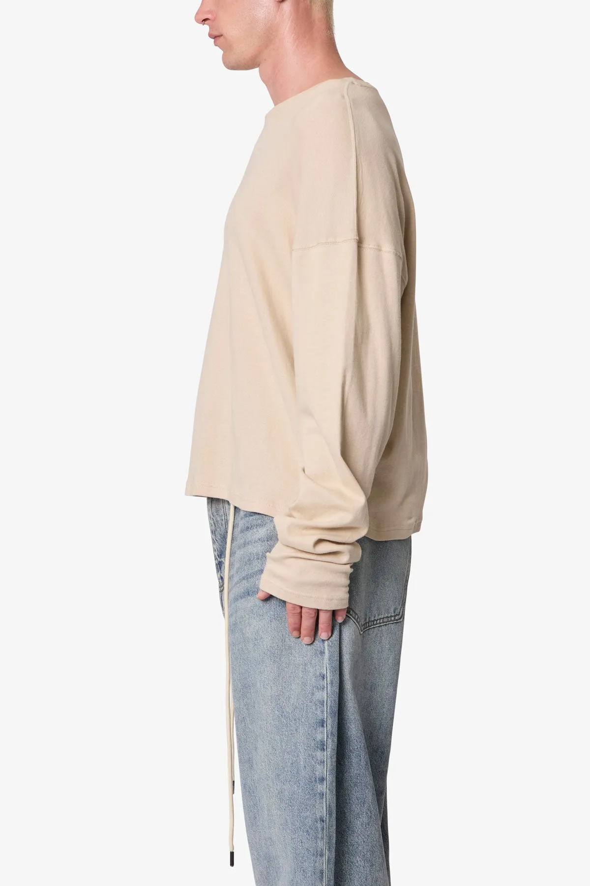 Ribbed Long Sleeve Shirt - Bone sold by MNML product image thumbnail 4