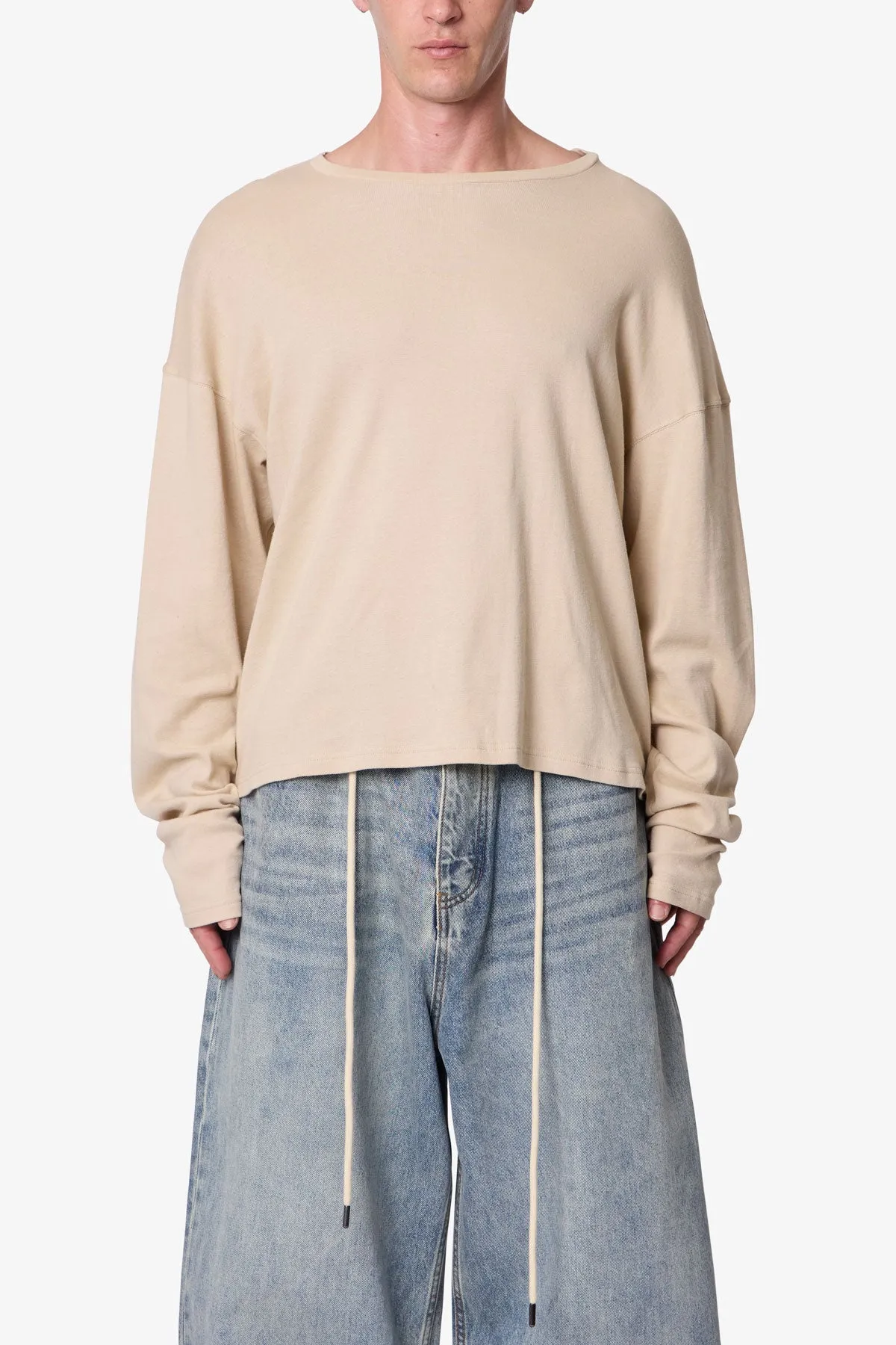 Ribbed Long Sleeve Shirt - Bone sold by MNML