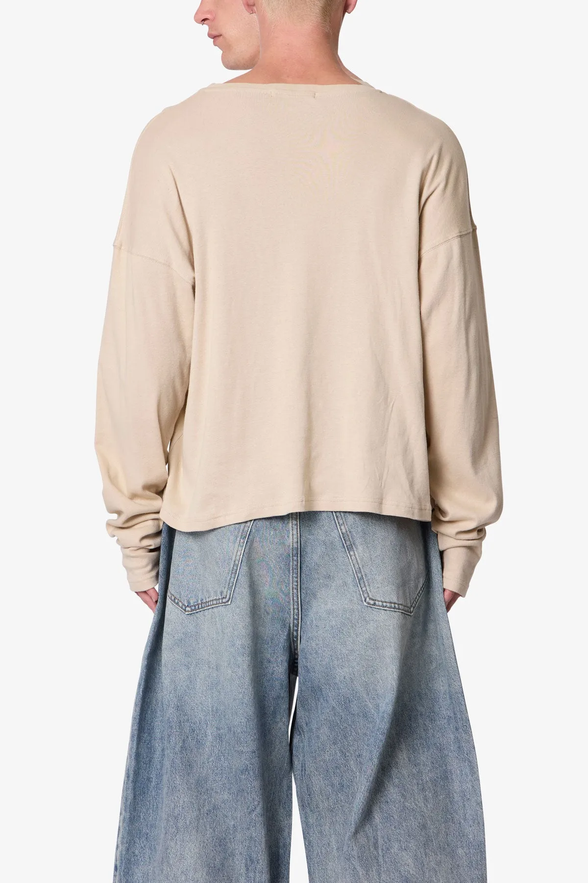 Ribbed Long Sleeve Shirt - Bone sold by MNML product image thumbnail 5