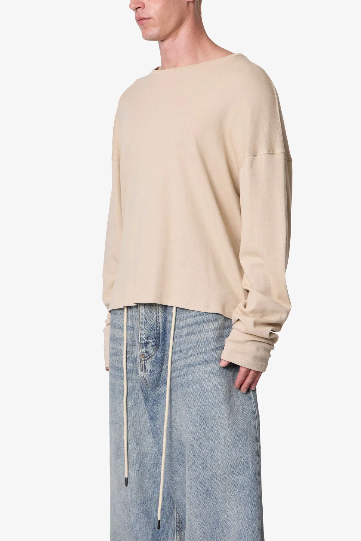 Ribbed Long Sleeve Shirt - Bone sold by MNML product image thumbnail 3