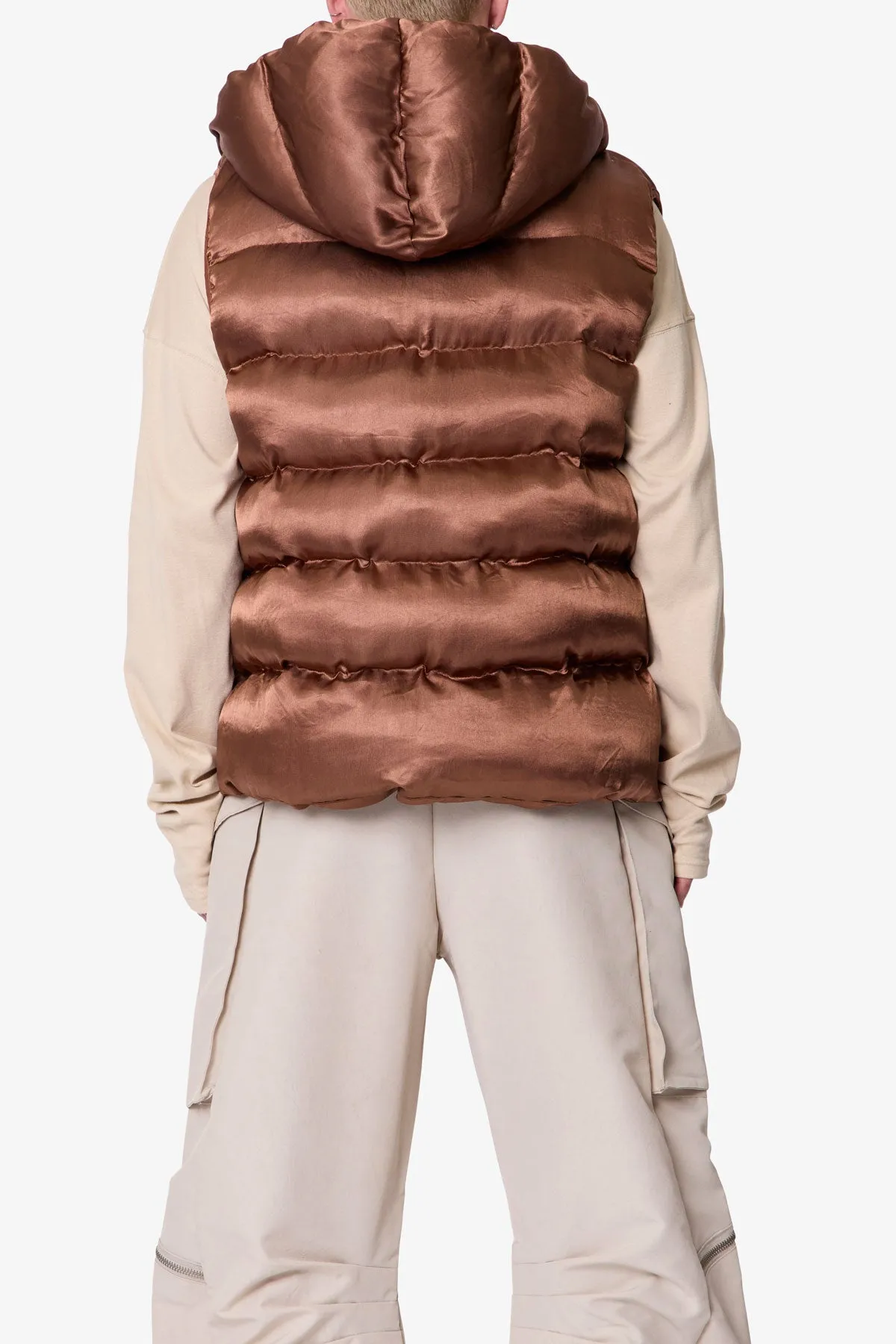 Hooded Puffer Vest - Brown sold by MNML product image thumbnail 5