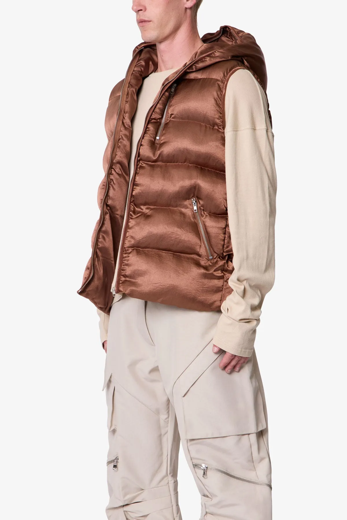 Hooded Puffer Vest - Brown sold by MNML product image thumbnail 3
