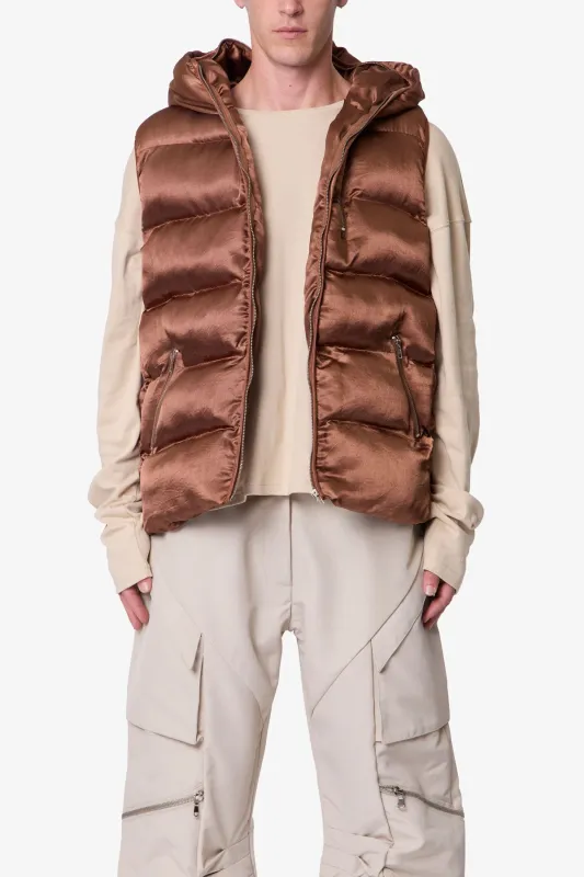 Hooded Puffer Vest - Brown sold by MNML