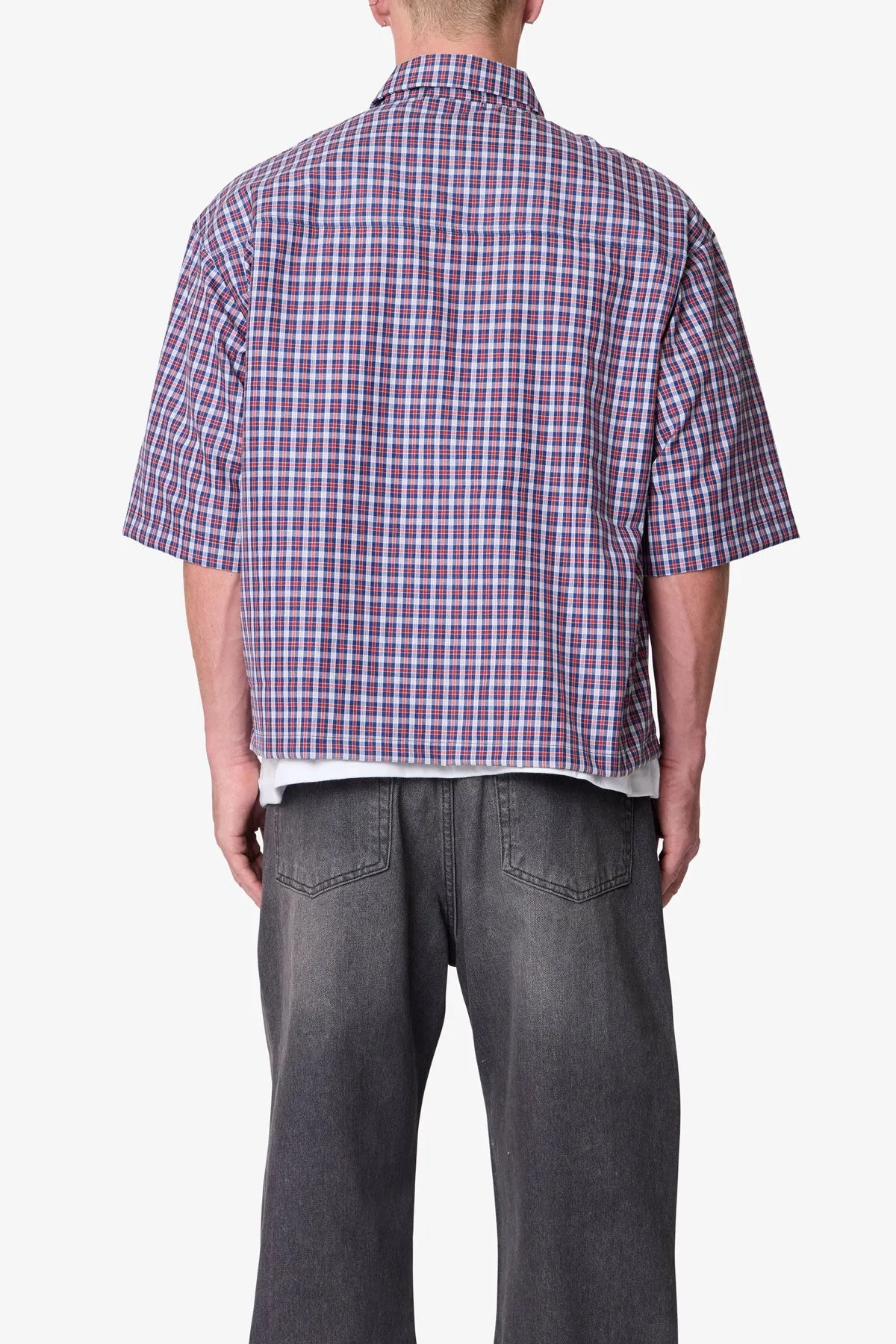 Crispy Poplin Over Shirt - Red/Blue sold by MNML product image thumbnail 5