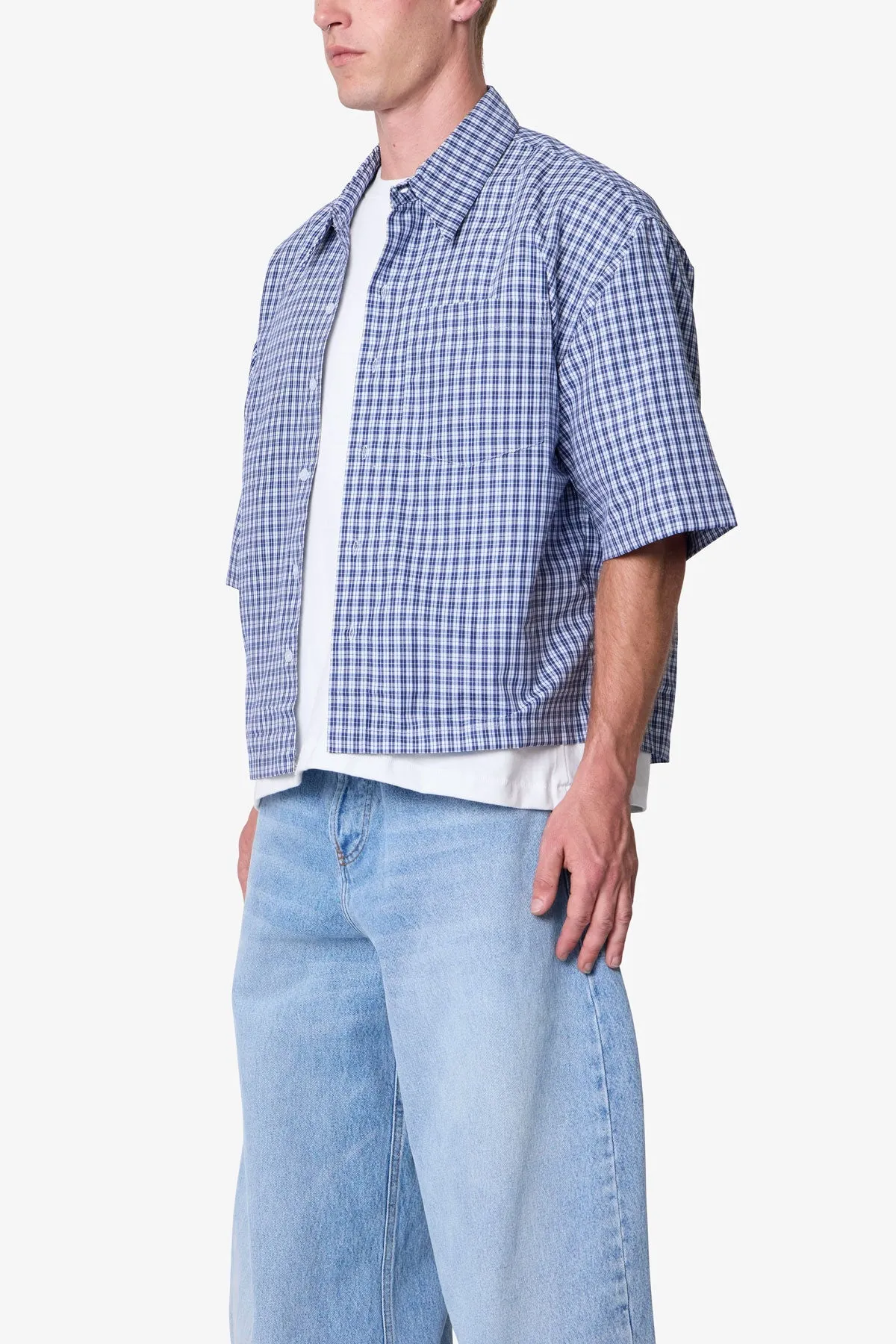 Crispy Poplin Over Shirt - Blue sold by MNML product image thumbnail 3