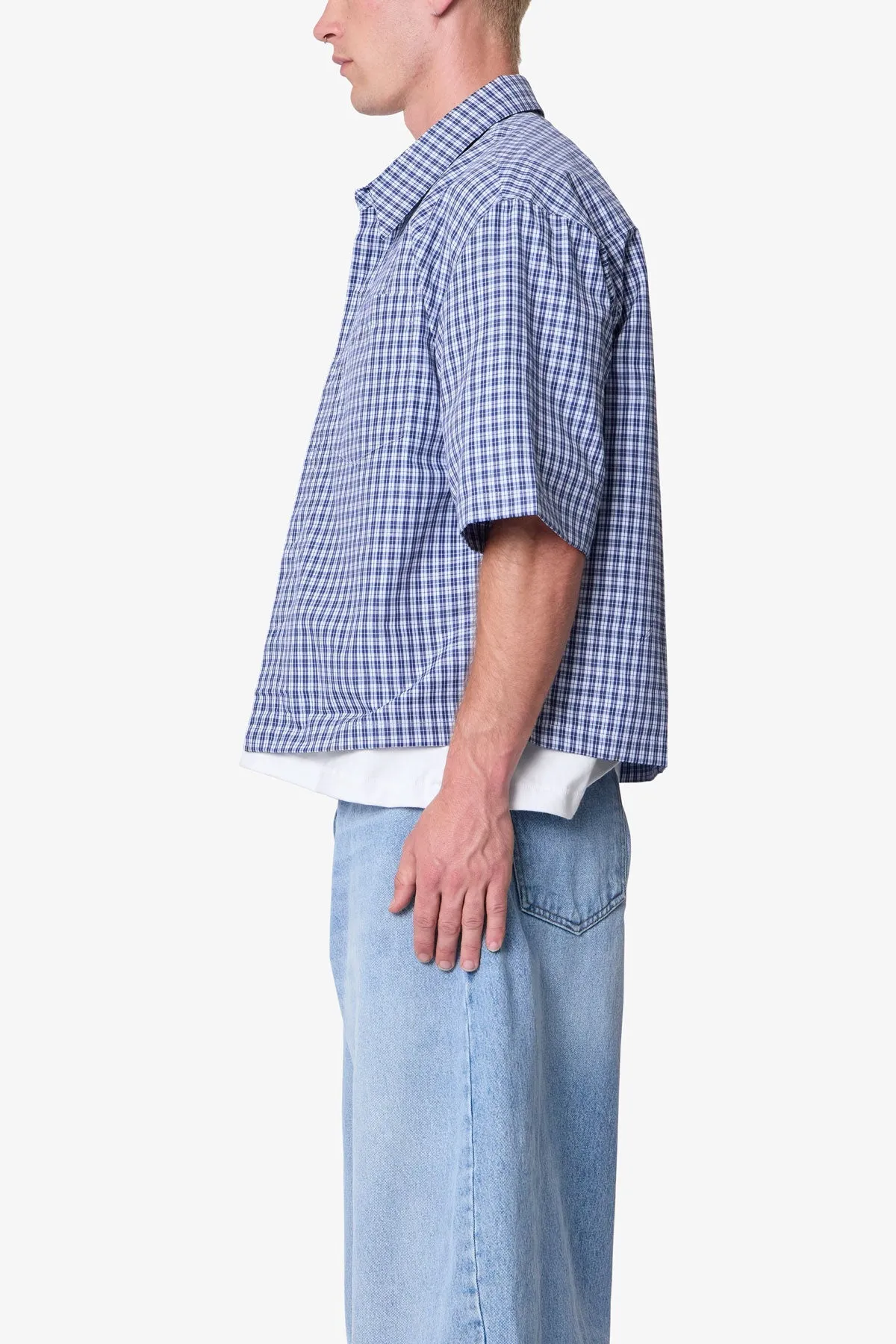 Crispy Poplin Over Shirt - Blue sold by MNML product image thumbnail 4