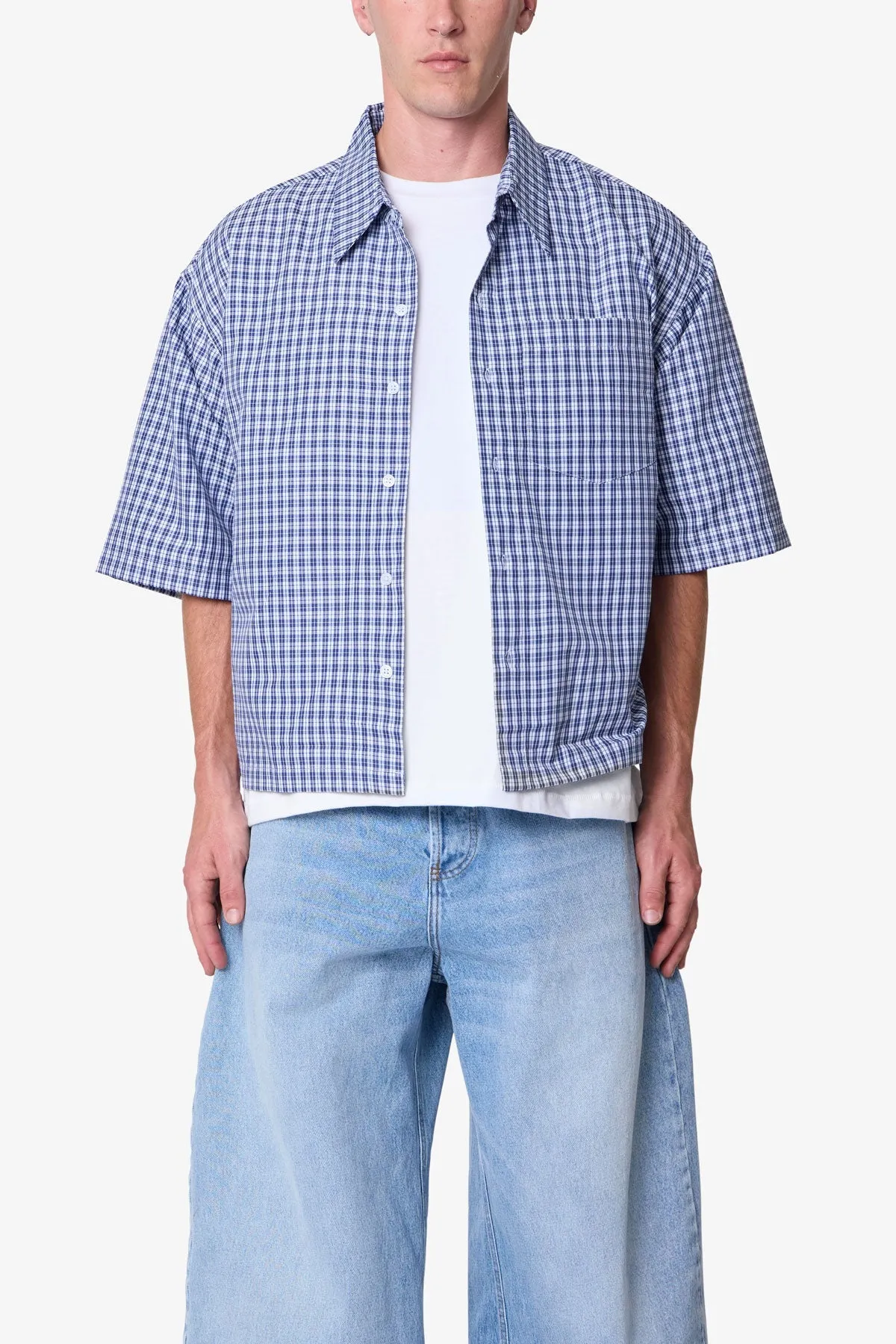 Crispy Poplin Over Shirt - Blue sold by MNML product image thumbnail 2