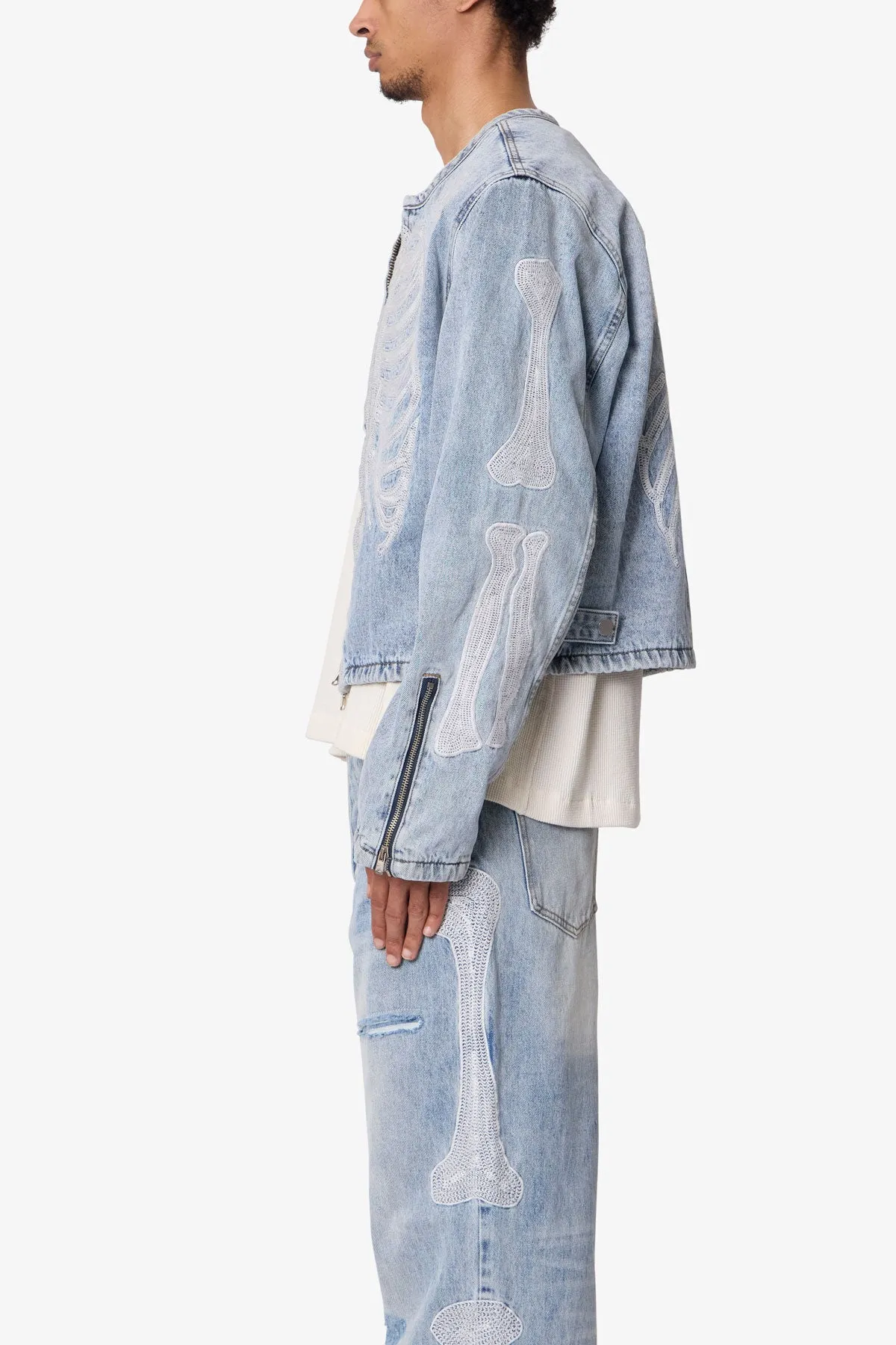 Skeleton Moto Jacket - Washed Blue sold by MNML product image thumbnail 4