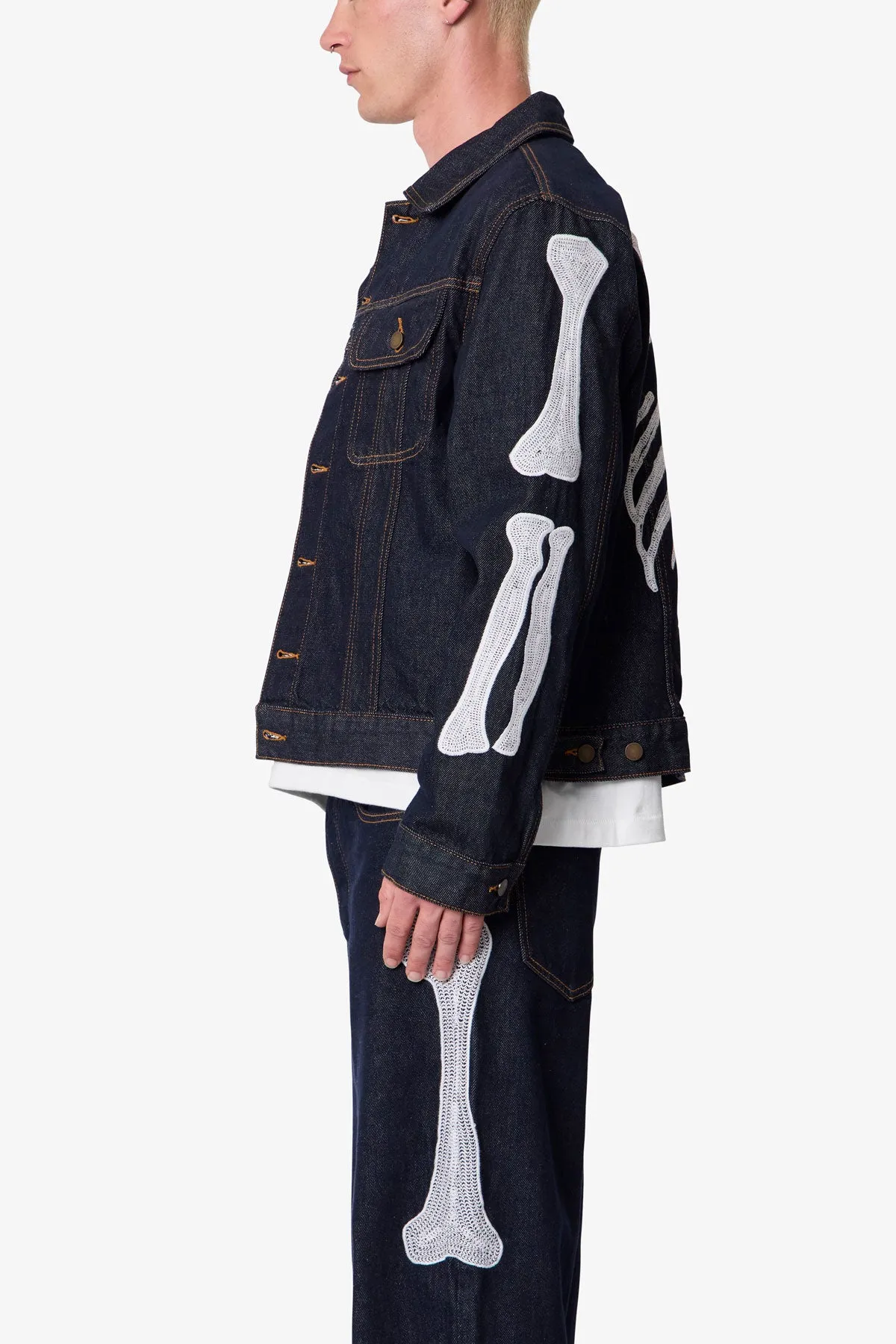 Raw Skeleton Trucker Jacket - Rinsed Indigo sold by MNML product image thumbnail 5