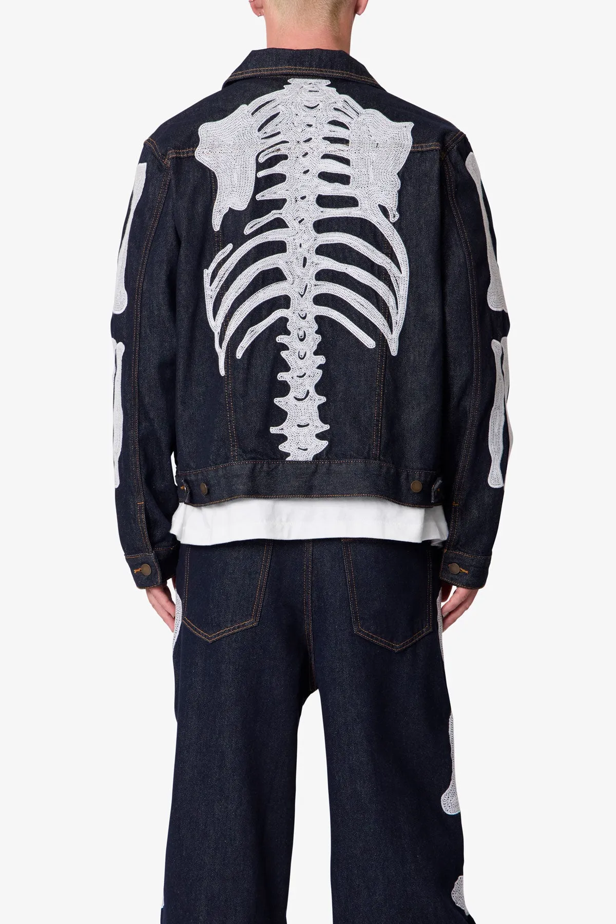 Raw Skeleton Trucker Jacket - Rinsed Indigo sold by MNML product image thumbnail 2