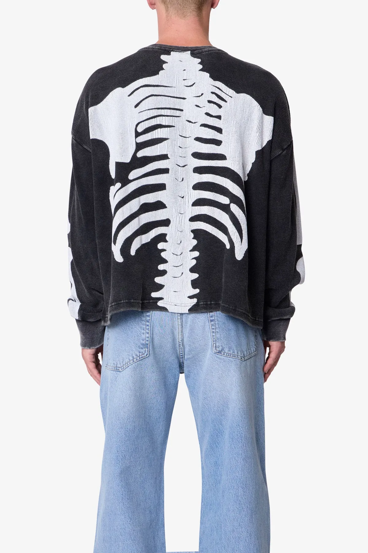 Skeleton Thermal L/S Shirt - Washed Black sold by MNML product image thumbnail 5