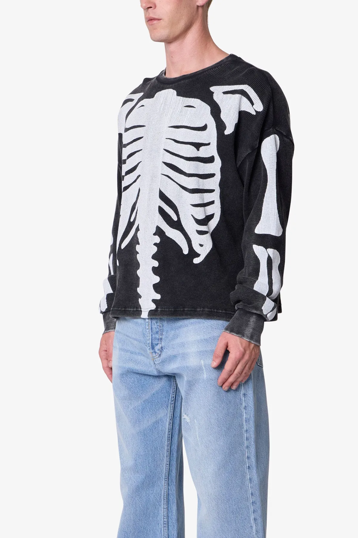 Skeleton Thermal L/S Shirt - Washed Black sold by MNML product image thumbnail 3