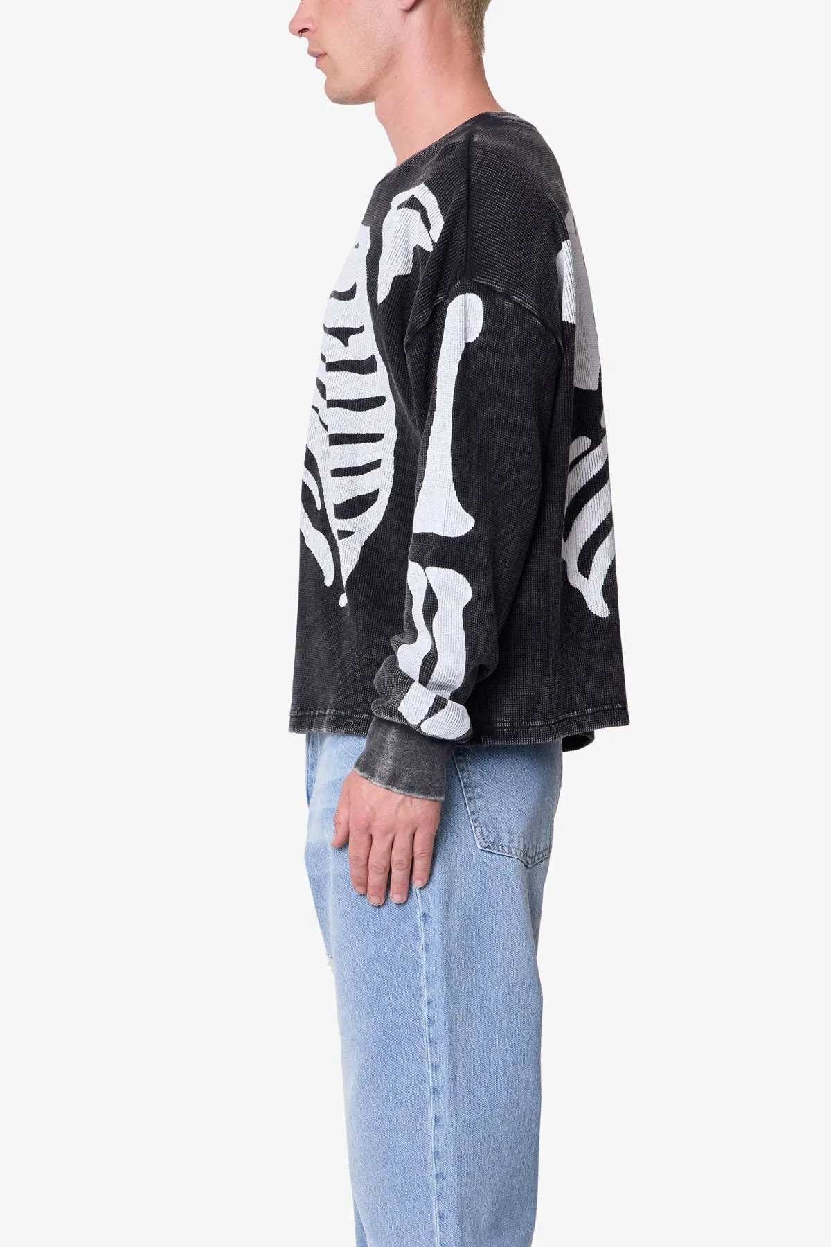 Skeleton Thermal L/S Shirt - Washed Black sold by MNML product image thumbnail 4