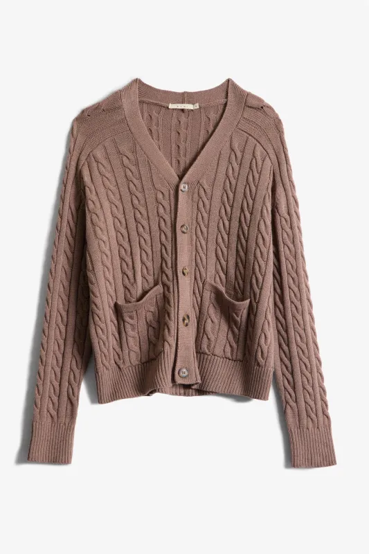 Cable Knit Cardigan Sweater - Tan sold by MNML