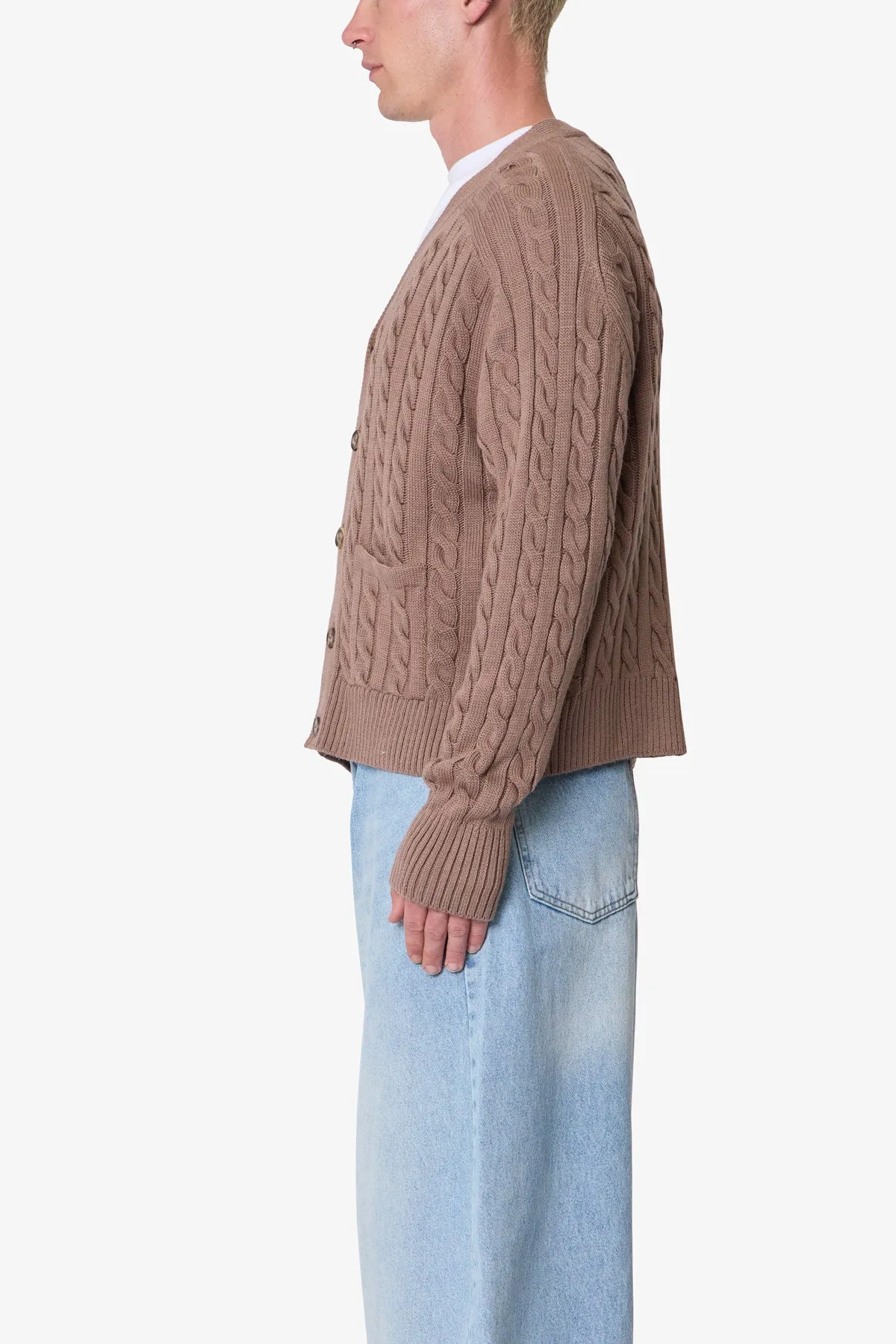 Cable Knit Cardigan Sweater - Tan sold by MNML product image thumbnail 5
