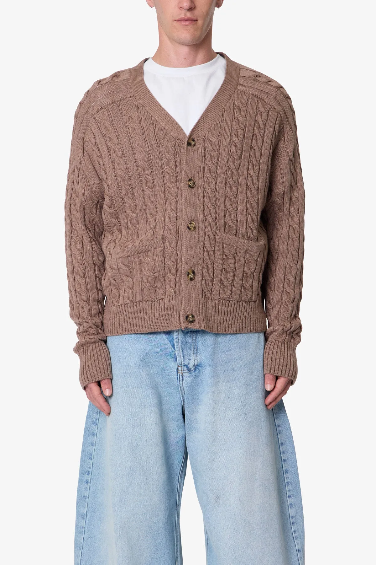 Cable Knit Cardigan Sweater - Tan sold by MNML product image thumbnail 3