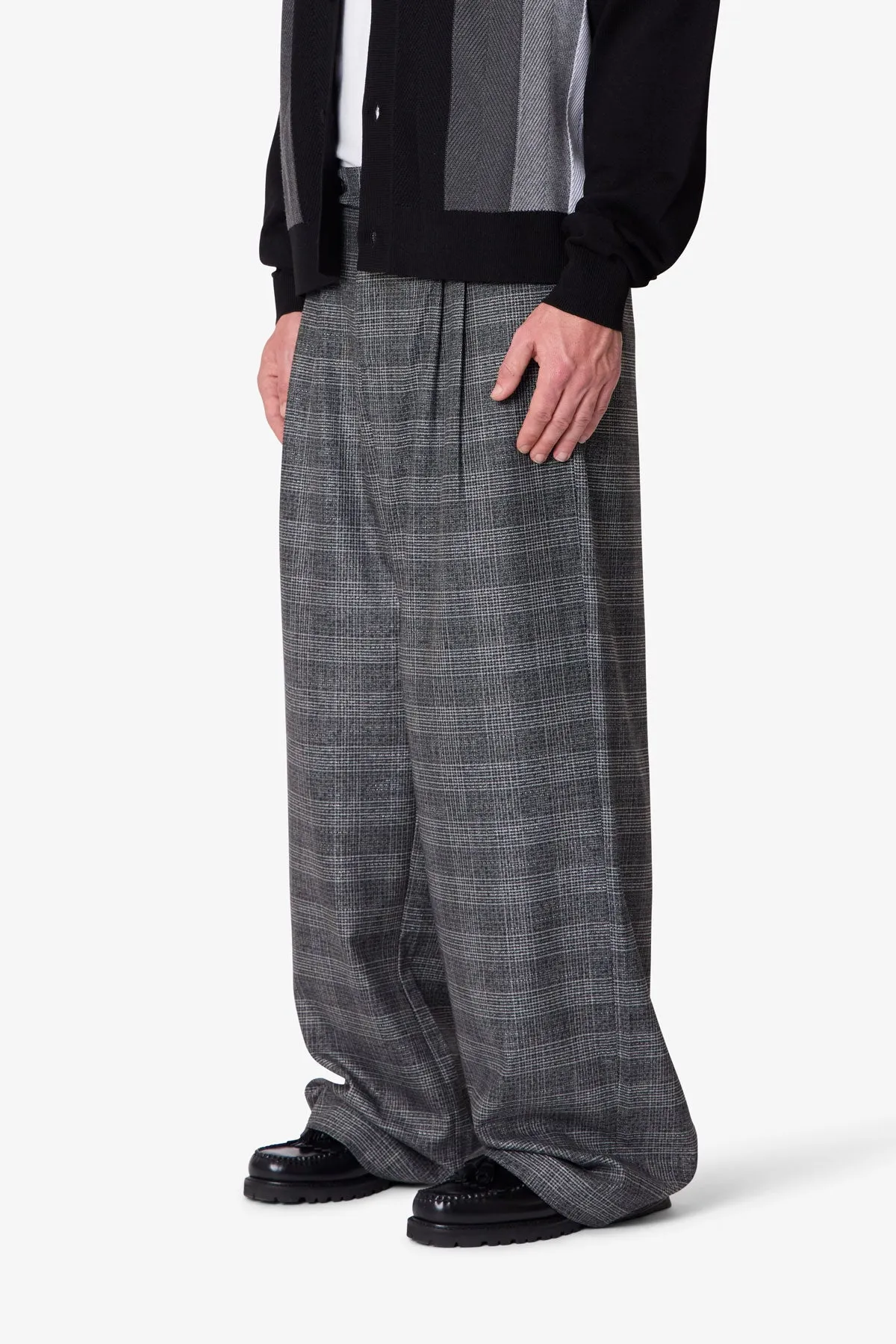 Plaid Barrel Trouser Pants - Grey sold by MNML product image thumbnail 4