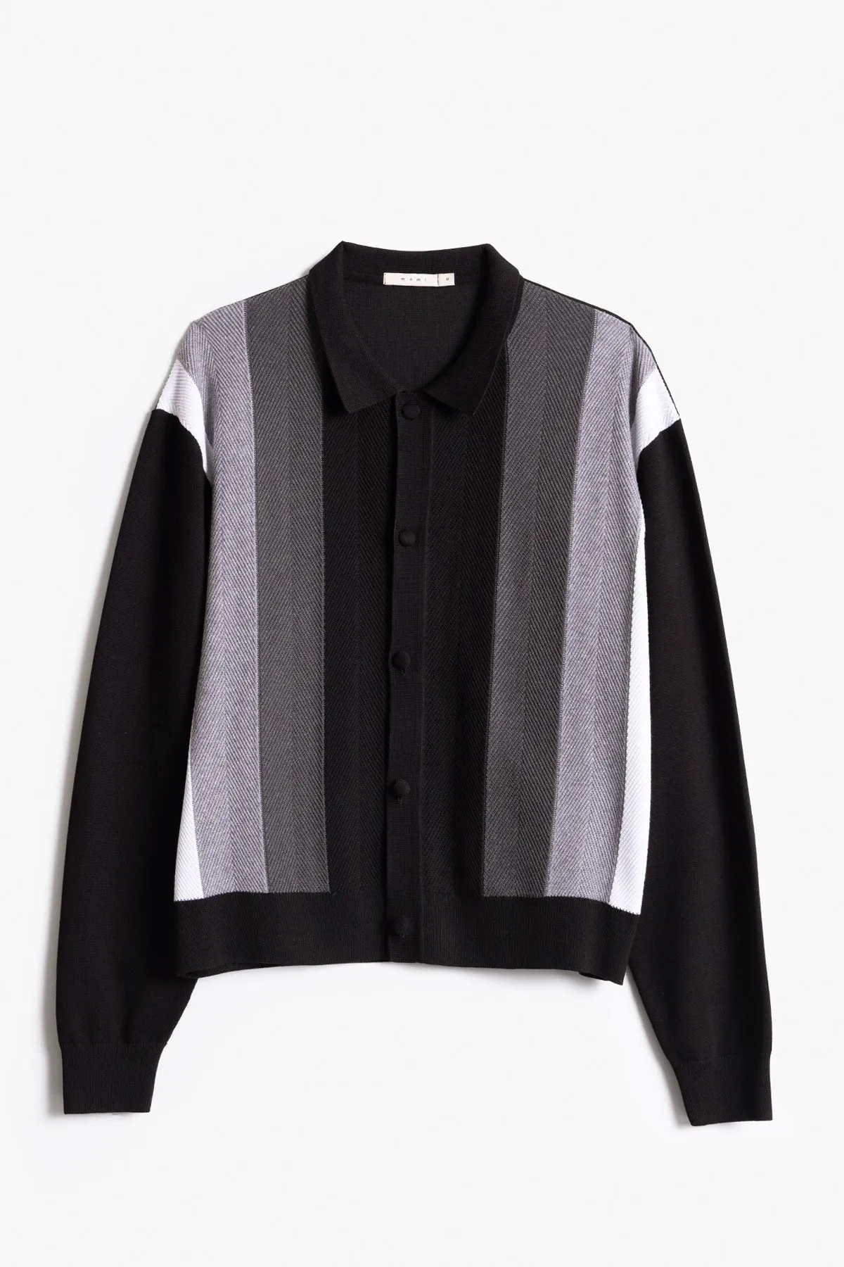Striped Collared Cardigan Sweater - Black sold by MNML product image thumbnail 2