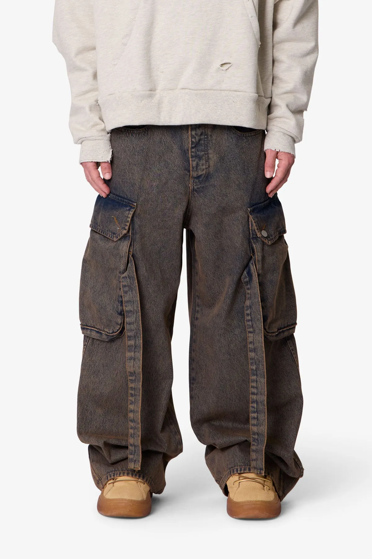 Washed Cargo Pants - Washed Brown sold by MNML