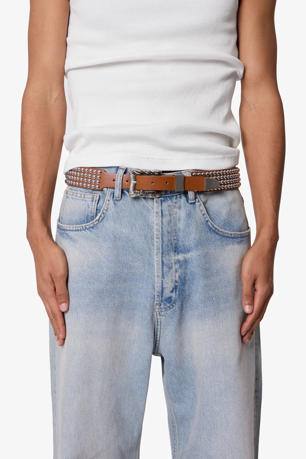 Vintage Studded Belt - Brown sold by MNML product image thumbnail 4