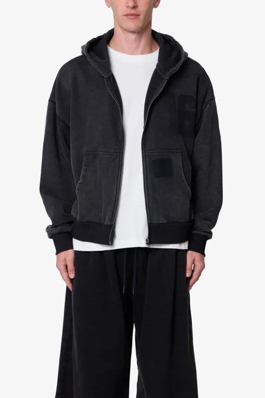 Vintage Back Yoke Zip Up Hoodie - Washed Black sold by MNML