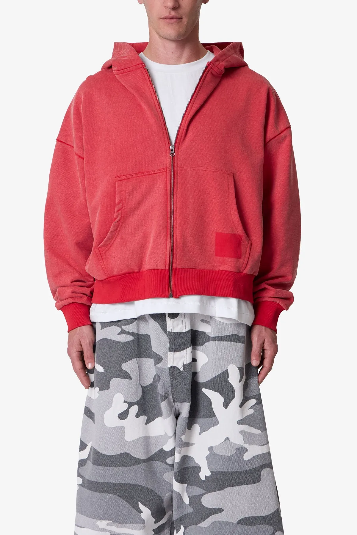 Vintage Zip Up Hoodie - Washed Red sold by MNML product image thumbnail 2