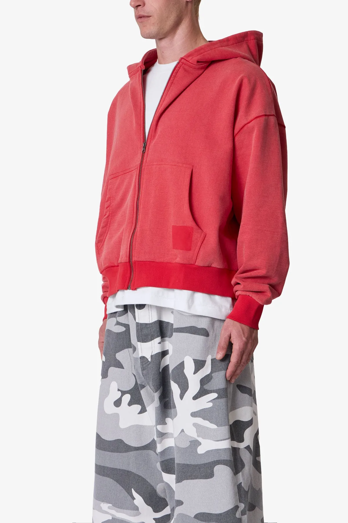 Vintage Zip Up Hoodie - Washed Red sold by MNML product image thumbnail 3