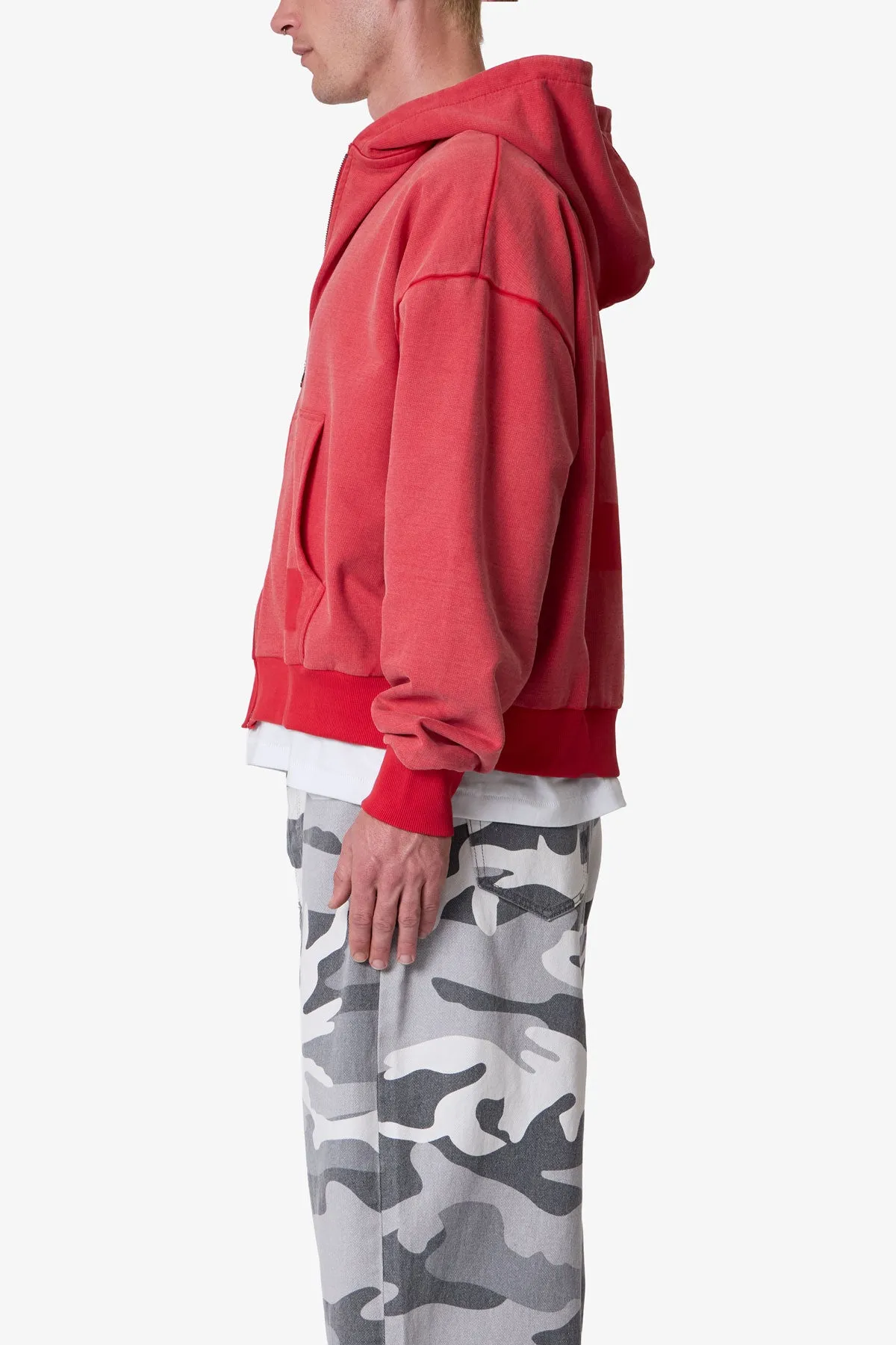 Vintage Zip Up Hoodie - Washed Red sold by MNML product image thumbnail 4