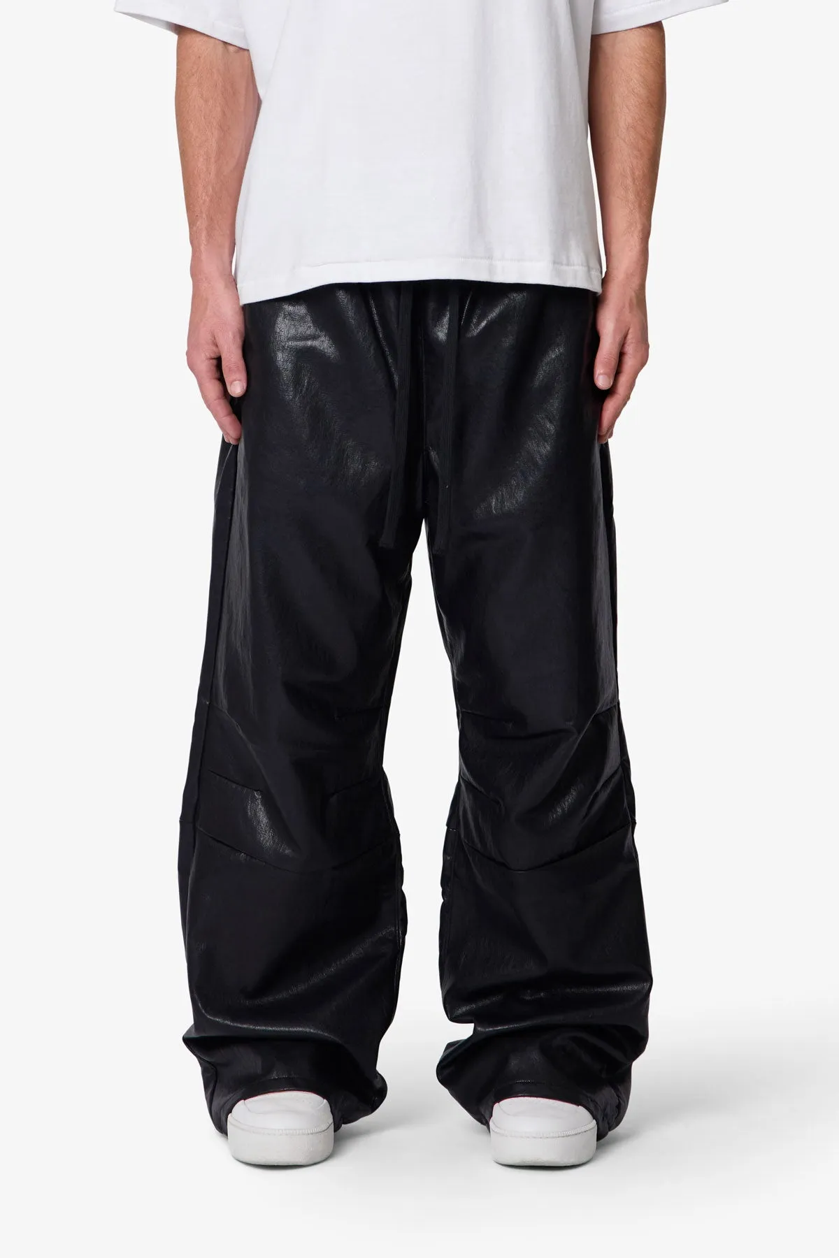 Leather Ultra Baggy Sweatpants - Black sold by MNML product image thumbnail 2