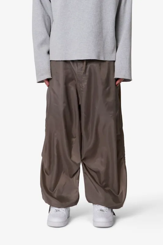 Cinched Baggy Nylon Pants - Olive sold by MNML